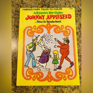 Vintage Coloring Book Famous Fairy Tales Alice In Wonderland Johnny Appleseed